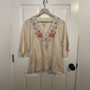 Kyla Seo Karyn Caite Linen Top Boho Revival Size Small